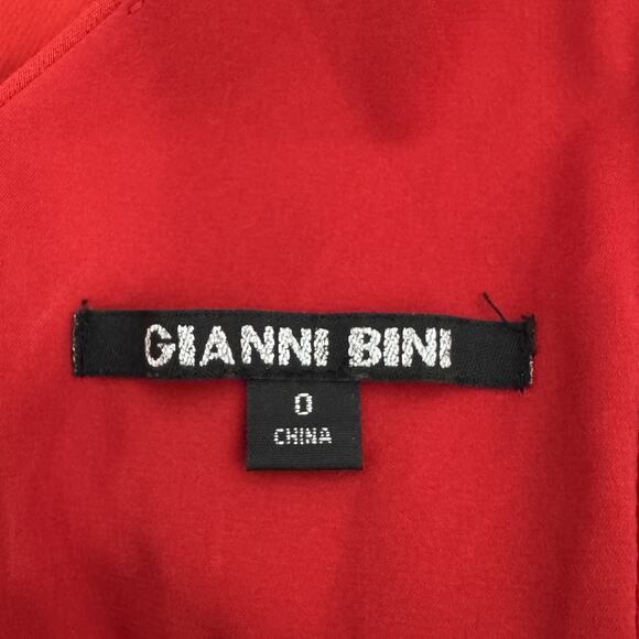 Gianni Bini Dress Womens 0 Red Sleeveless Ruched Wrap Front Mini Cocktail Formal - Picture 3 of 12